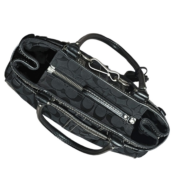 Coach Hampton Sateen & Leather Signature Logo Handbag - Picture 6 of 11